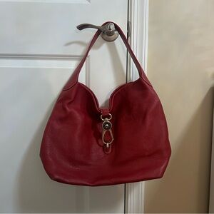 Elegant Red Leather Hobo Bag Dooney&Bourke